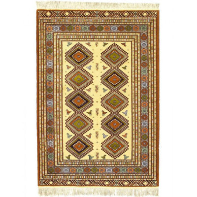 Hand Woven Cotton and Wool Oriental Area Rug