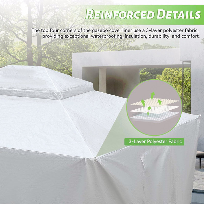 12X16FT Gazebo Cover, Waterproof For Outdoor Use With Sidewalls & Mesh Windows (No Frame), 121" H x 193" W x 146" D