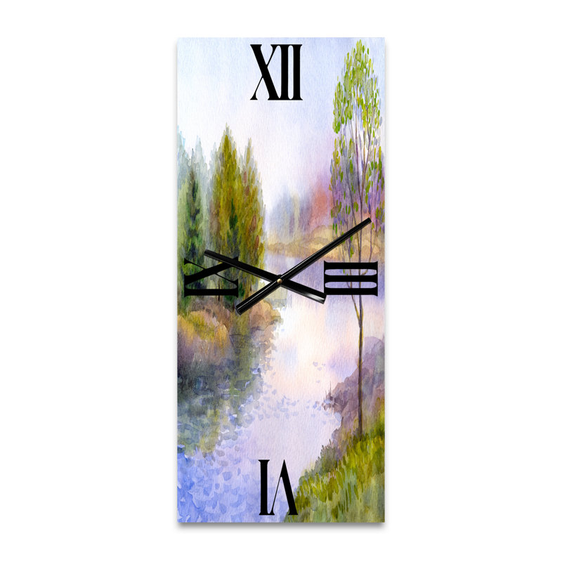 Horloge murale arbre unique sur la berge de la rivière, Petit