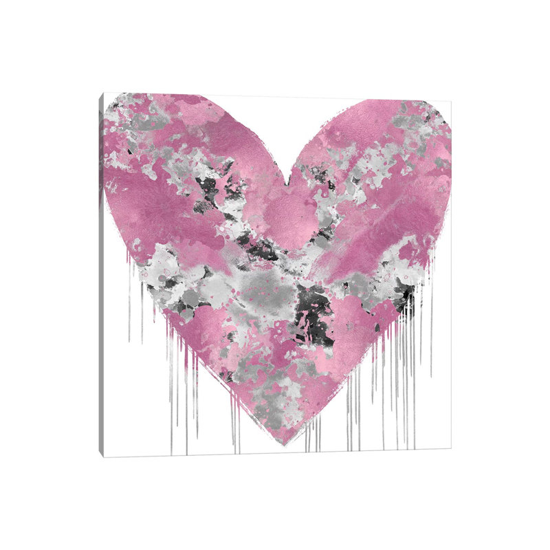 Big Hearted Pink And Silver by Lindsay Rodgers - Wrapped Canvas Print, 66.04 cm H x 66.04 cm W x 1.91 cm D