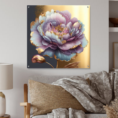 «Mauve», fleur simple, art mural acrylique moderne
