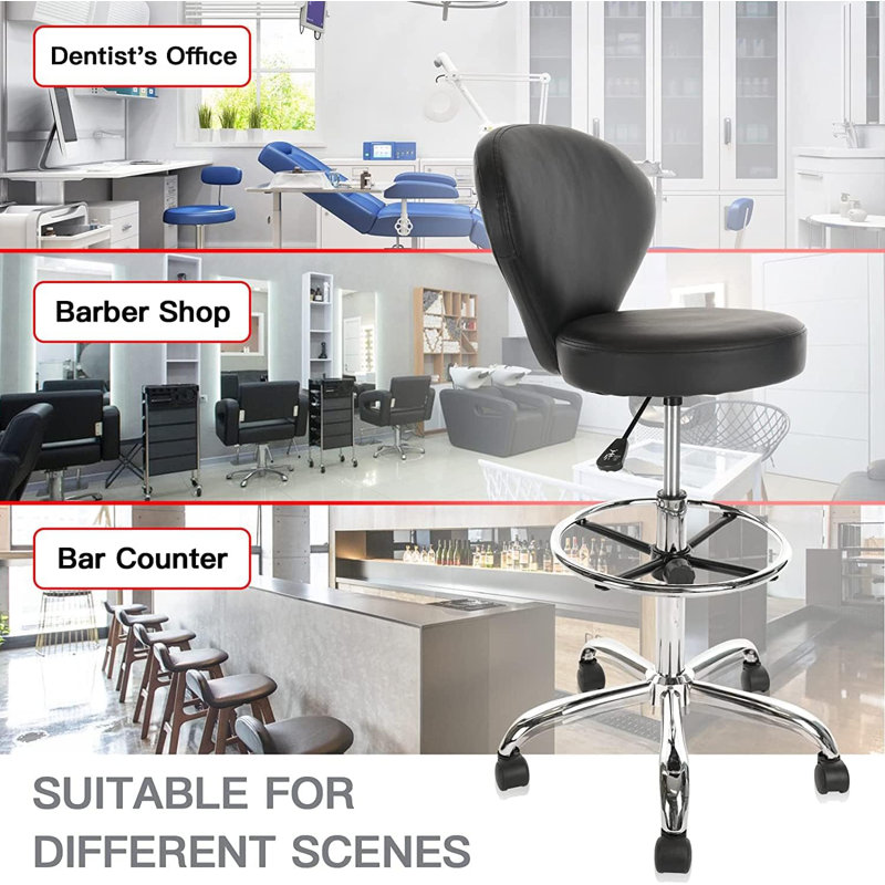 Pearcy Height Adjustable Lab Stool with Foot Rest