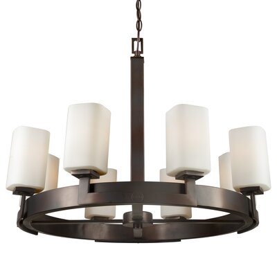 Trevor 8 - Light Shaded Wagon Wheel Chandelier -  Millwood Pines, C143079426D1497EB495F873AD369A07