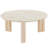Cole And Grey Teak Wood Handmade Living Room Cream Coffee Table With Beige Marble Tabletop