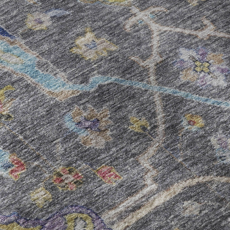 Premium Machine Washable Mayfield AMF2232 Global Rug, 1'8" x 2'6", Gray