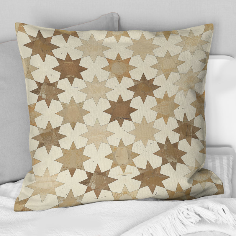 Beige crème moderne Star I - coussin décoratif moderne, H 18 po x l 18 po