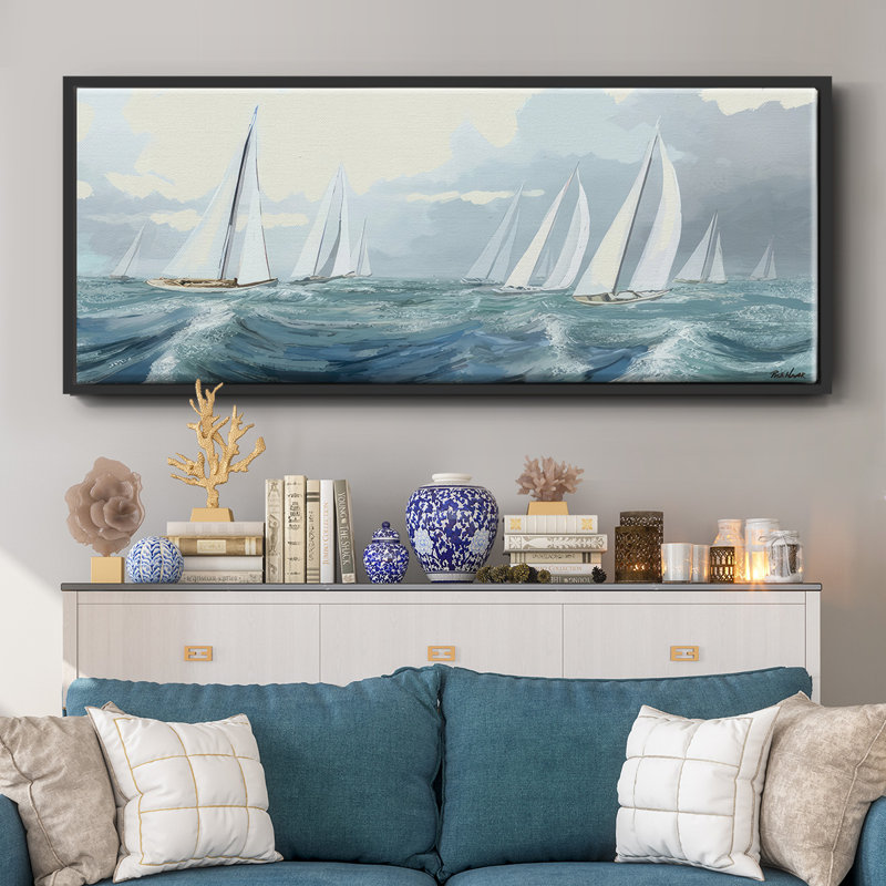 Sail Ho- Framed Canvas, 20" H x 50" W