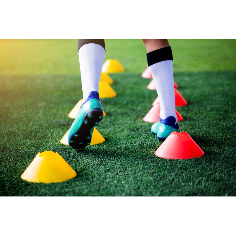 Soccer Player Jogging And Jump by Koonsiri Boonnak - Wrapped Canvas Print, 30cm H x 46cm W