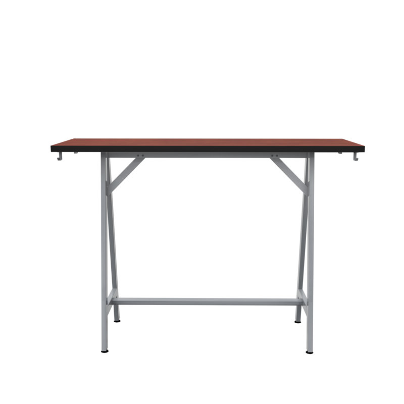 Table de travail Spark, surface de travail rectangulaire 72 po x 20 po, base argent H 42 po, Brun