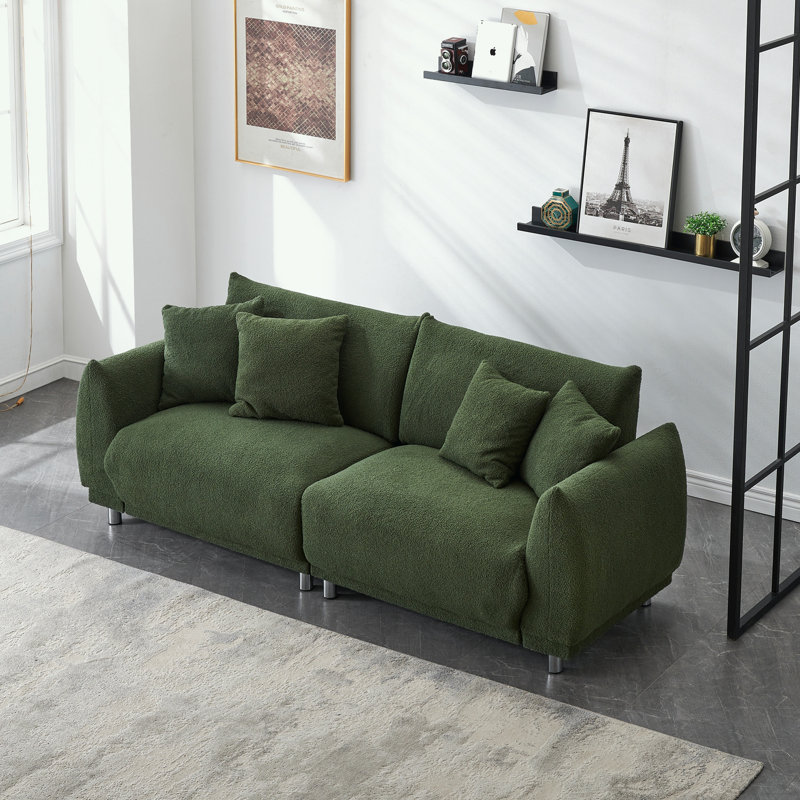 Ambus Upholstered 86.6'' Sofa, Green Polyester Blend