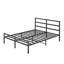 Structure de lit double en métal avec tête de lit, support de lattes en acier robuste, aucun sommier tapissier requis, antidérapant et silencieux, assemblage facile, noir-244432003