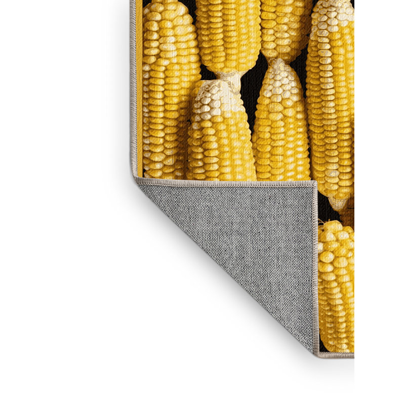  Tapis lavable jaune maïs doux avec légumes, Carré 3 pi