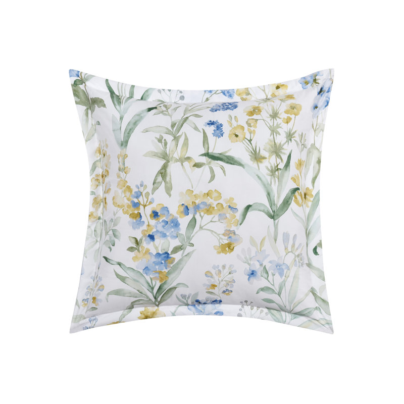 Tahlia Blue Floral 18" Square Decorative Throw Pillow