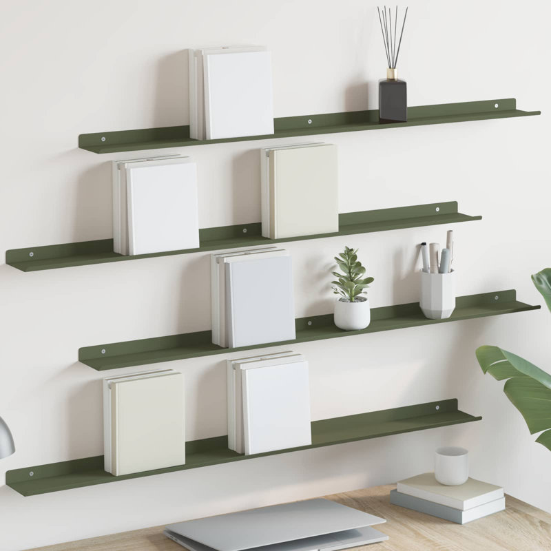 Steel Floating Shelf, Olive Green