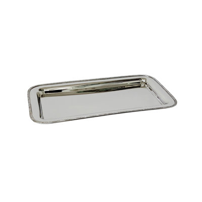 Plateau rectangulaire en acier inoxydable avec bordure design, 17 po x 9,5 po
