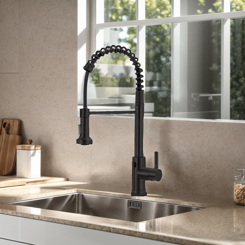 Casa Eclat Pull Down Kitchen Faucet, Matte Black
