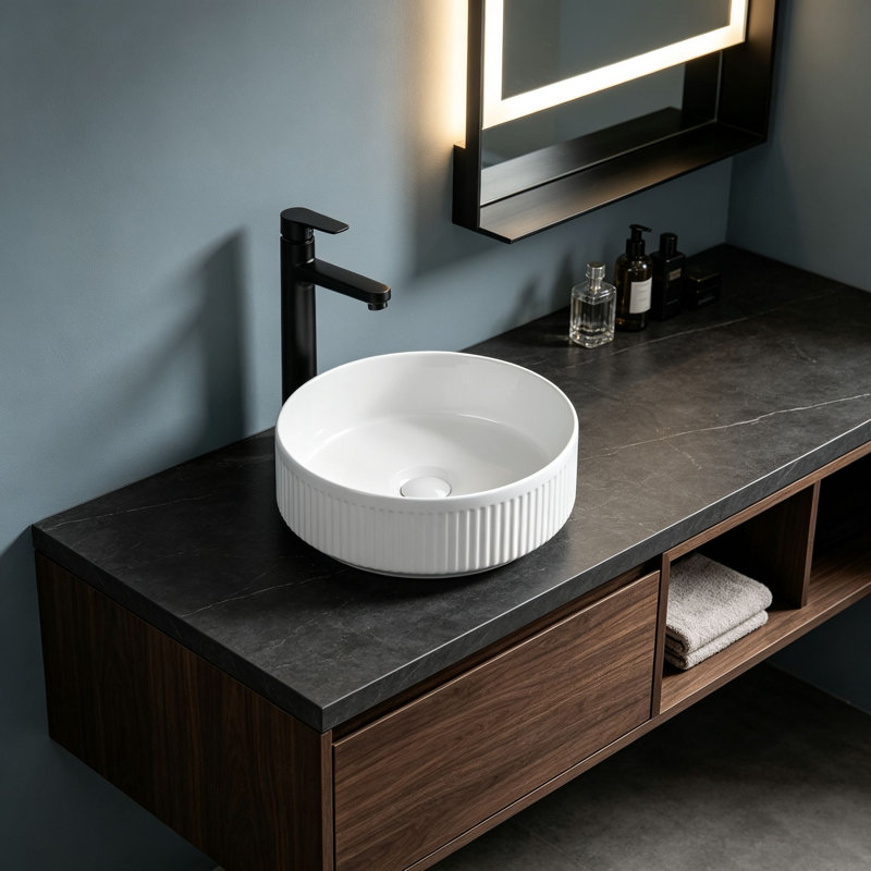 Description du lavabo de salle de bain rectangulaire en céramique blanche Topcraft 19,69 "Topcraft