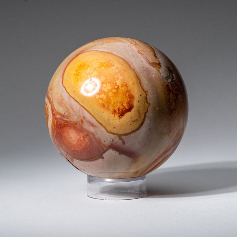 Polished Polychrome Sphere from Madagascar, Brown/Orange, 3" H x 3" W x 3" D
