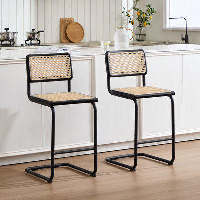 Crumley Rattan 24.3" Counter Stool with Cane Rattan Back