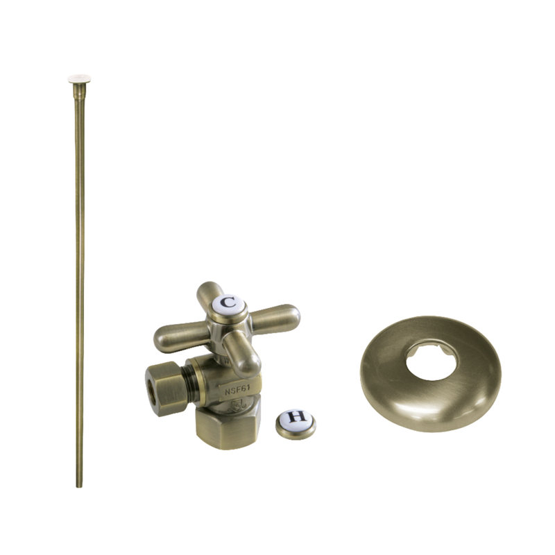 Kingston Brass Trimscape Toilet Supply Kit, 1/2-Inch IPS Inlet x 3/8-Inch Comp Outlet, Vintage Brass