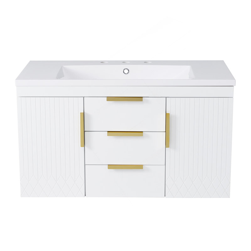 Meuble-lavabo mural 72 po, armoire de rangement flottante avec tiroirs, armoire de salle de bain en bois (identique à N710S236003K)