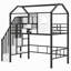 Lit mezzanine en métal avec toit et boîte de rangement-789893302