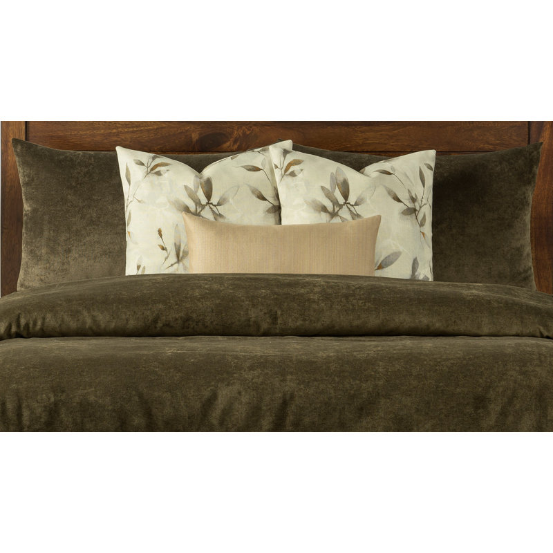 Padma Velvet Duvet Cover and Insert Set, Dark Moss, Twin Duvet Cover/Insert