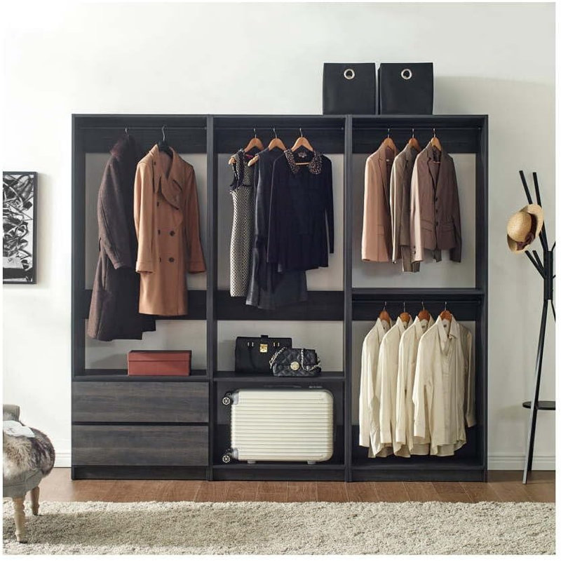  Gray Freestanding Walk in Wood Closet System for Stylish Closet Room Organization