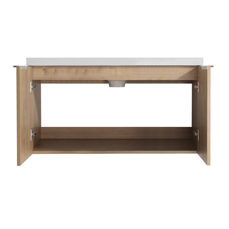 84" Wall-Mounted Double Bathroom Vanity Set, Beige