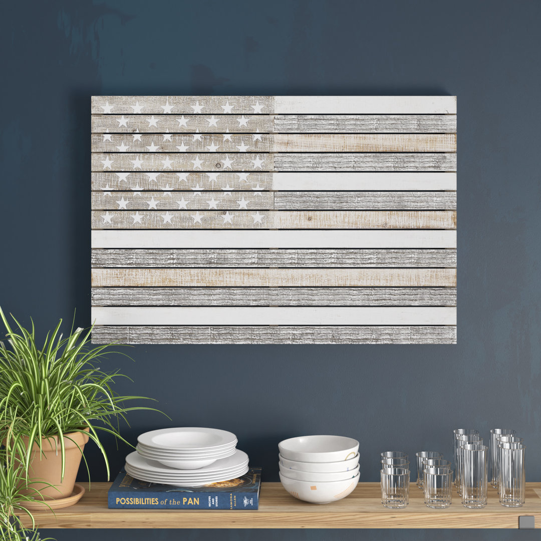 Wood Handmade American Flag Home Wall Decor Steelside™