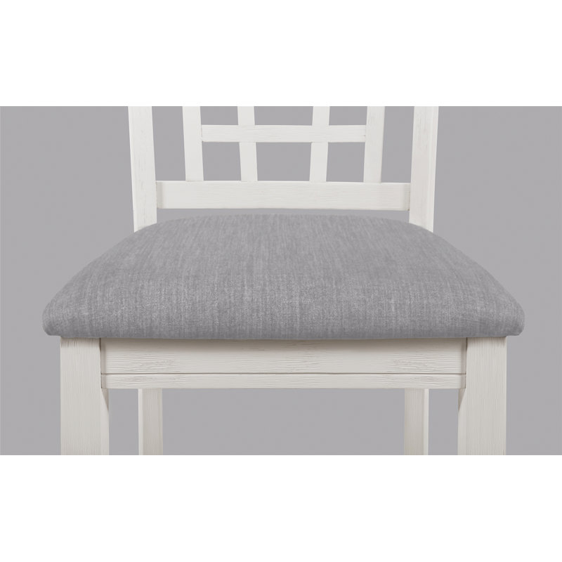 Deux chaises rembourrées, chaises à structure en bois pour la salle à manger, Gris, Crème, crème