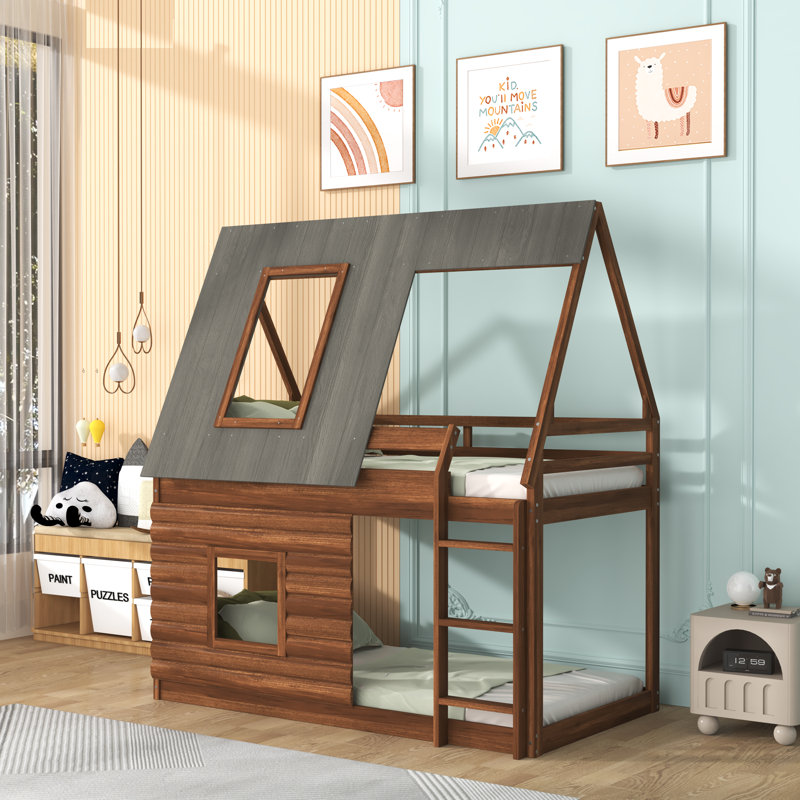 Junita Kids Twin Over Twin Bunk Bed