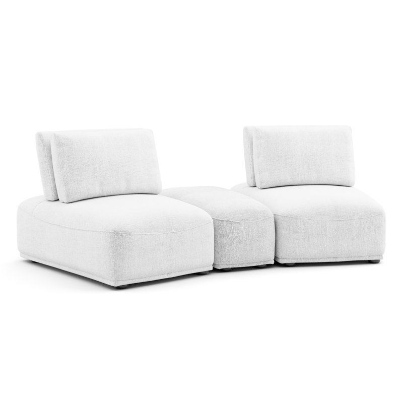 Aukeem 3 - Piece Upholstered Sectional, White Polyester