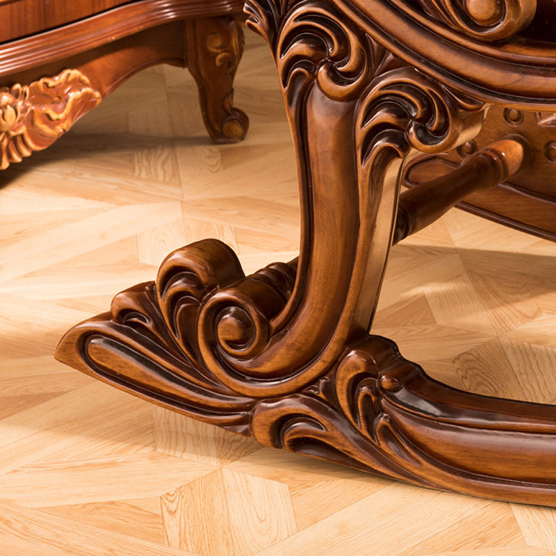 Fauteuil à bascule et repose-pieds en cuir véritable européen capitonné de 42,1 po de largeur