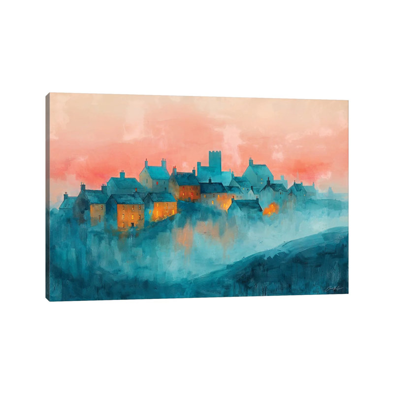A Castle Town, Irlande. - Reproduction d'art mural encadrée, H 12 po x l 18 po, Toile tendue, Ne s’applique pas