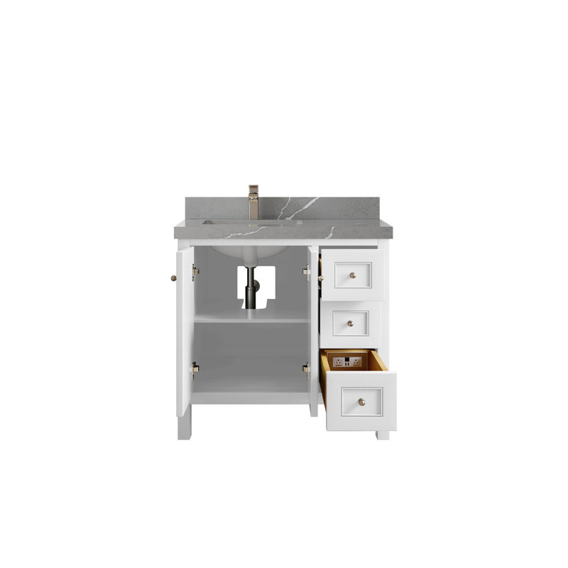 Nashville X P 22 po De salle de bain Quartz, Blanc, Nickel brossé, Gris Piatra