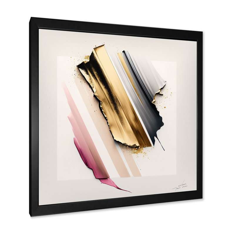 «Abstract Geode Watercolor Gold II», reproduction sur toile, L 16 po x H 16 po, Impression noire sur toile encadrée