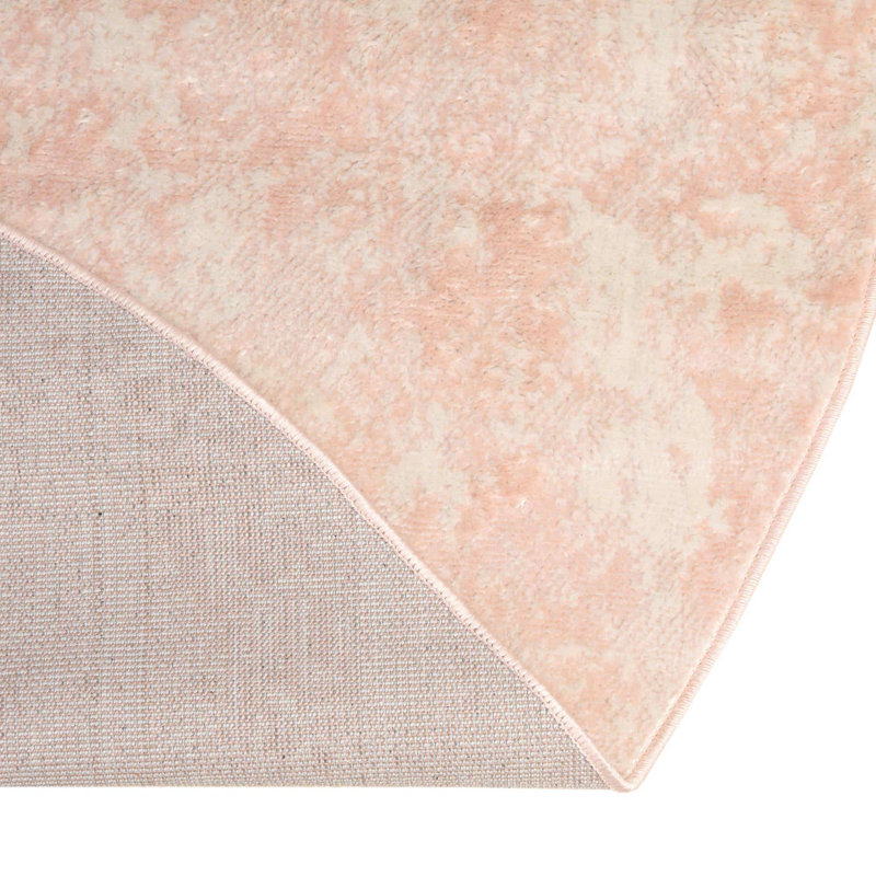Tapis rose clair / blanc Juliette, Rond 3 pi 1 po