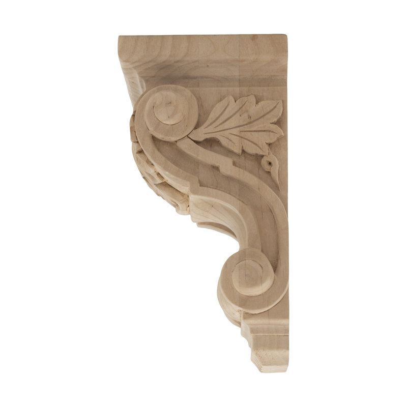 Unfinished Hand Carved Alder Wood Acanthus Leaf Corbel
