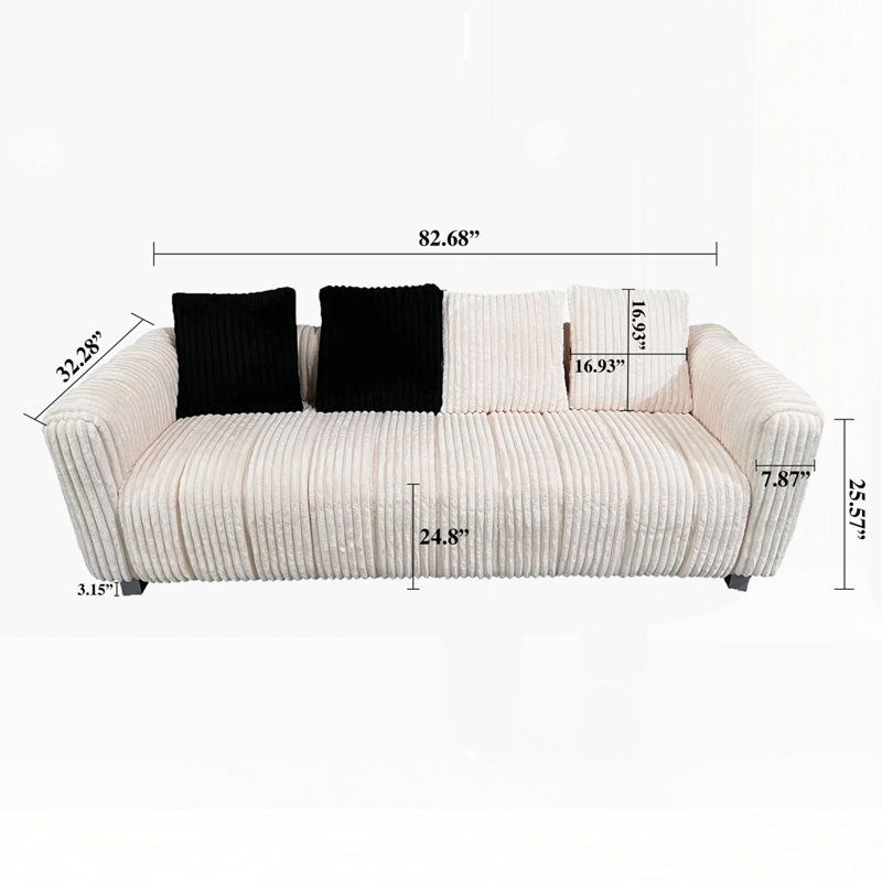 Canapé 82,6 po Corduroy, Blanc