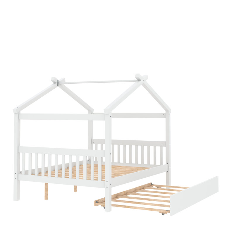 Pisinemo House Beds with Trundle, White, Full / Double