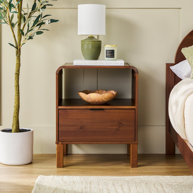 Asho 1-Drawer Solid Wood Nightstand