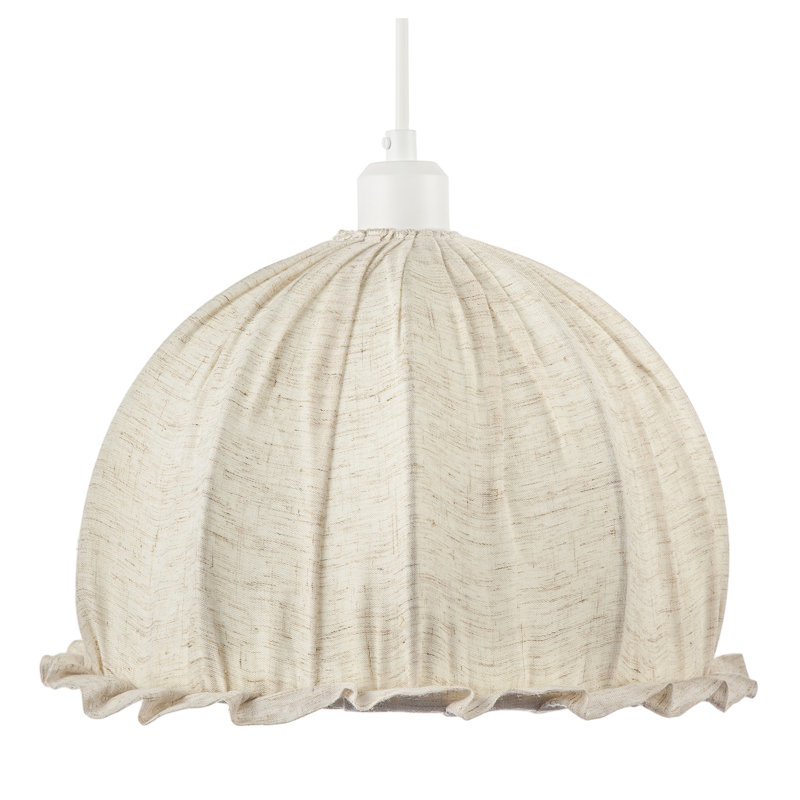 Linen Fabric Covered Ruffled Dome Shaped Ceiling Pendant Light Shade By 