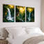 Tableau sur toile tendue représentant un paysage de forêt et de cascade (ensemble de 3)-375539427