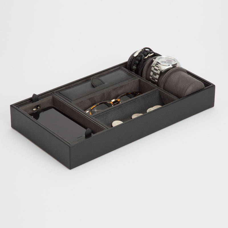 Blake Leather Jewelry Organizer Tray, Black