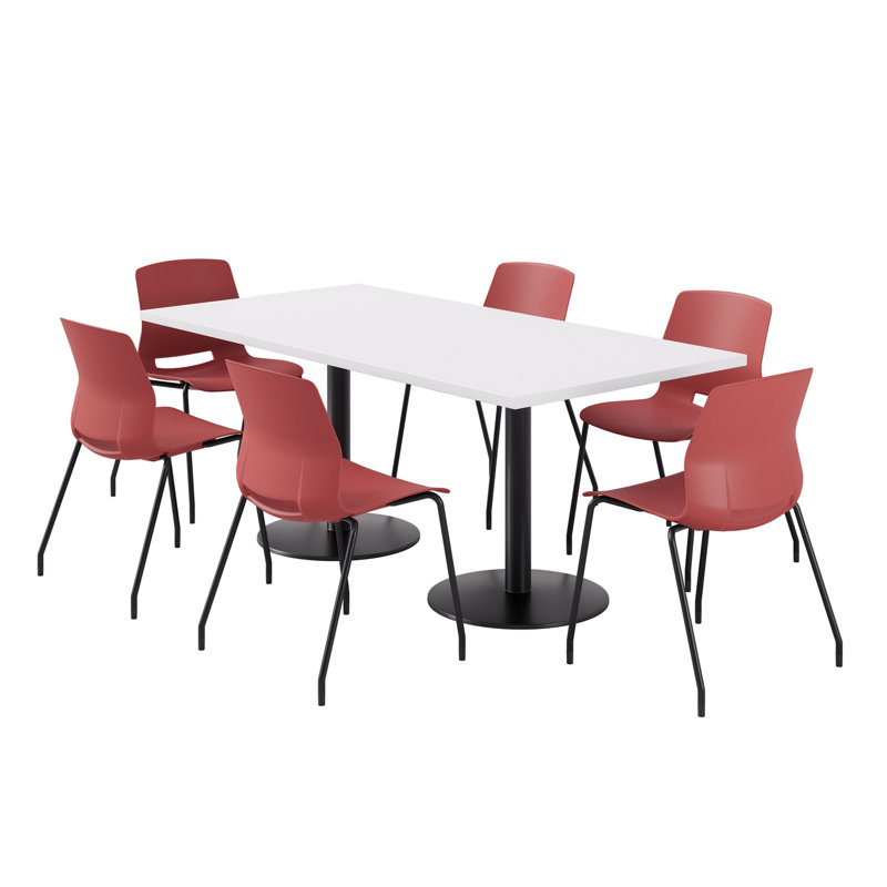 Ensemble repas pour 6 personnes, Blanc, Rouge / noir