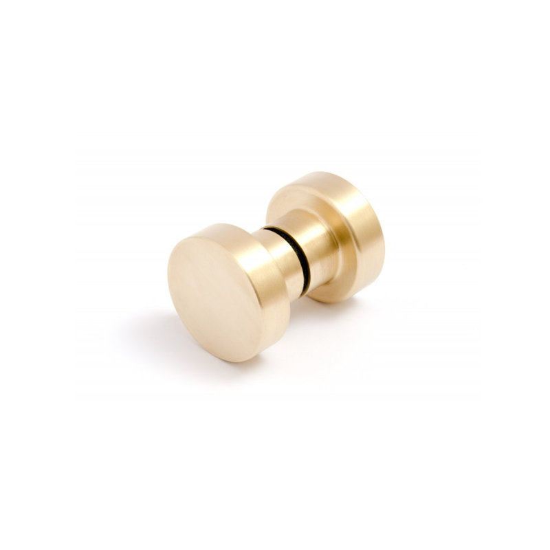 Round Glass Shower Knob "Spot" Back To Back Door Knob in 2" Diameter (Brass finished are unlacquered), Brushed Brass