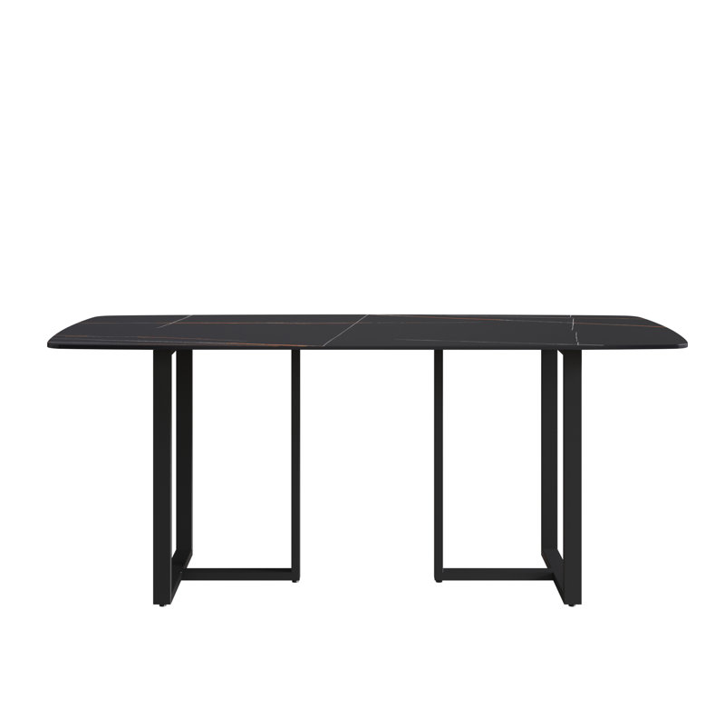 Table de salle à manger Evannie, Noir, Noir, H 29,53 po x L 70,87 po x l 35,43 po