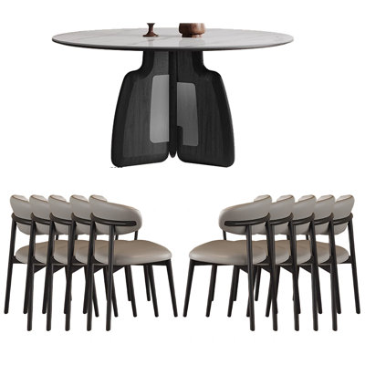 Light luxury French sintered stone round table