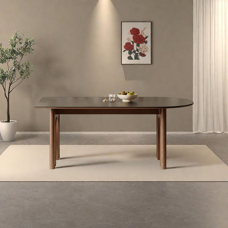 Table de salle à manger élégante avec plateau en marbre noir, H 29,5 po x L 55,1 po x l 31,5 po